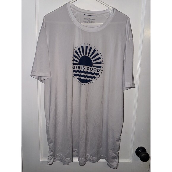 Life is Good Mens XXL Active White Short Sleeve T Shirt Tech Workout - Picture 1 of 3